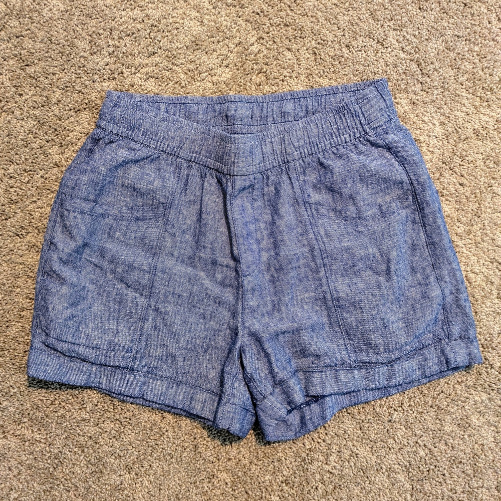 Old Navy Blue Chambray Linen High Waist Shorts